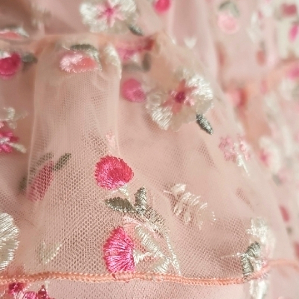 Embroidered Mesh Ruffle Dress - Picture 6 of 7
